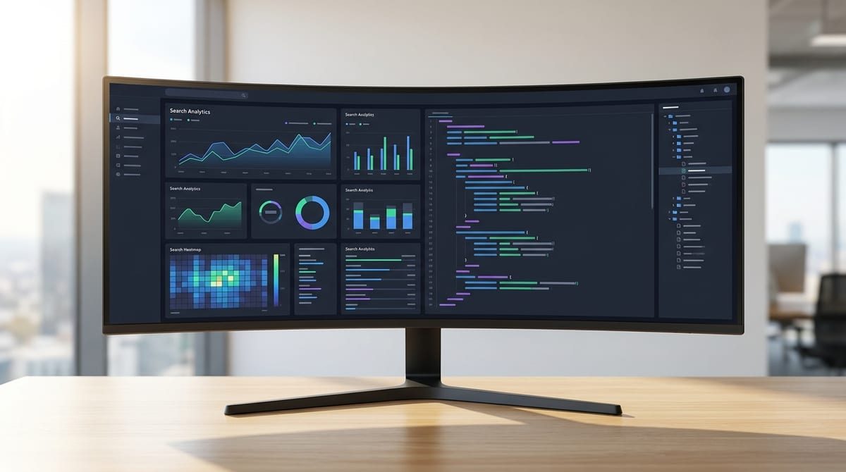Digital dashboard showing site speed and search analytics